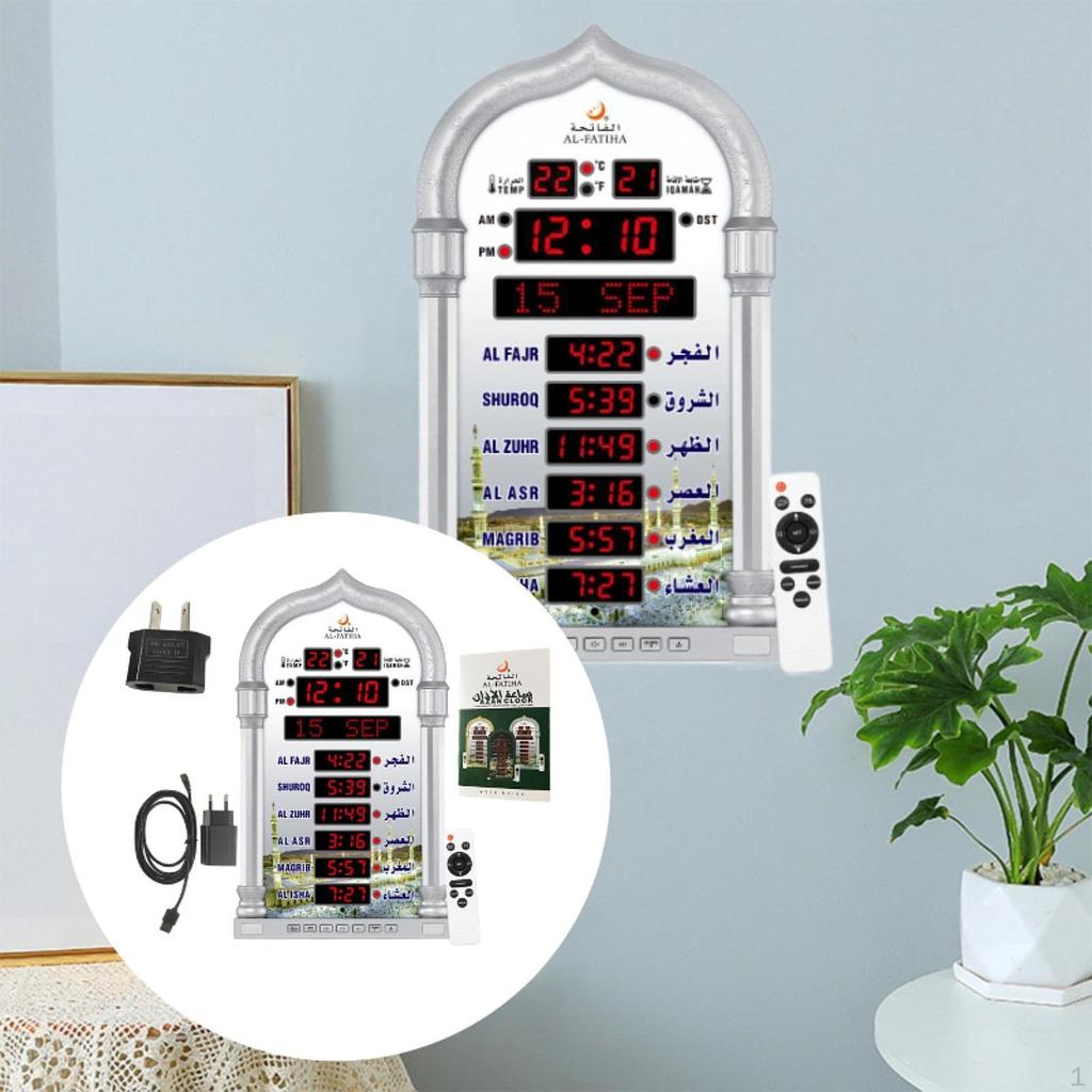 Muslim Prayer Desk Clock Father's Day Gift Calendar Azan Alarm Islamic Black