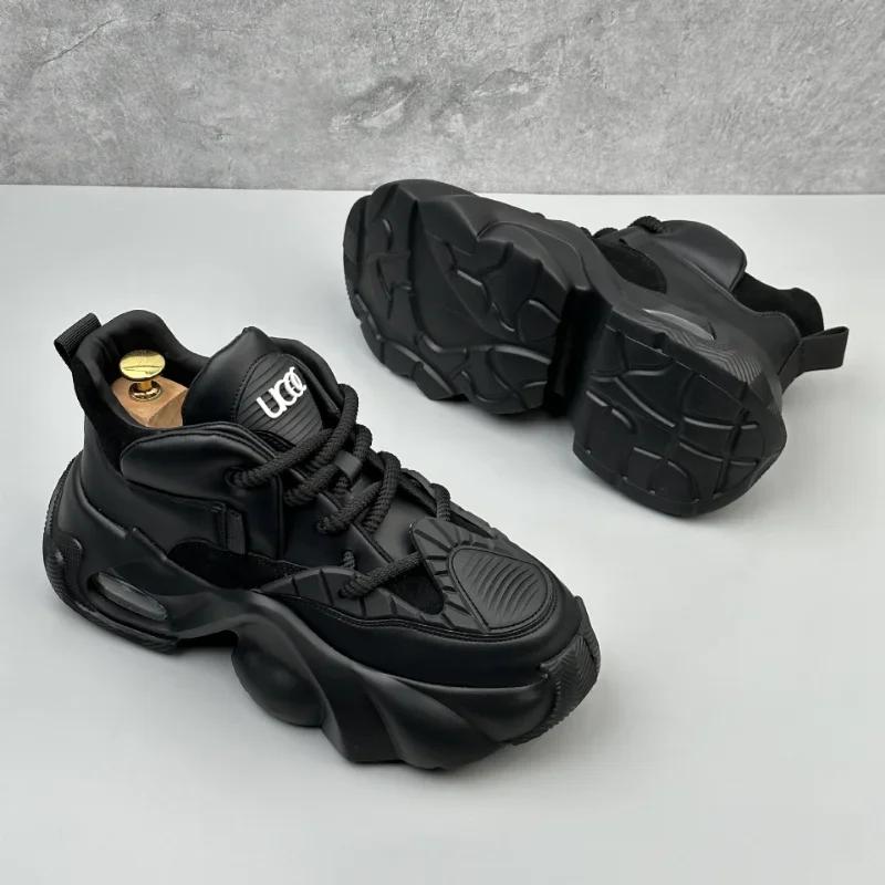 New fashionable versatile men's casual sports shoes trendy thick soled student height increasing shoes