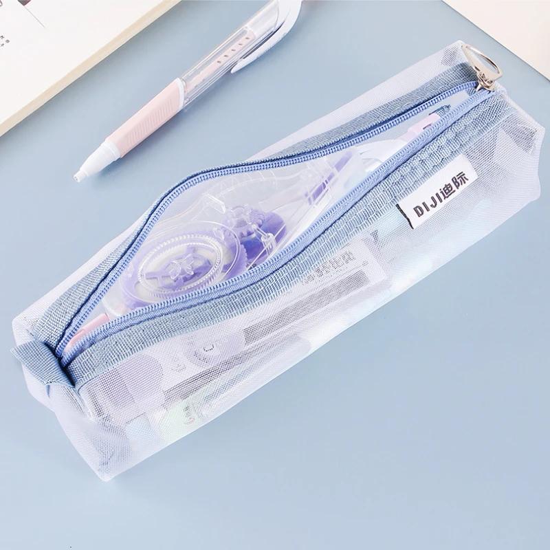 Makeup Pouch Lipstick Makeup Brush Storage Bags Student Transparent Mesh Pencil Case Ins Travel Cosmetic Organizer for Women