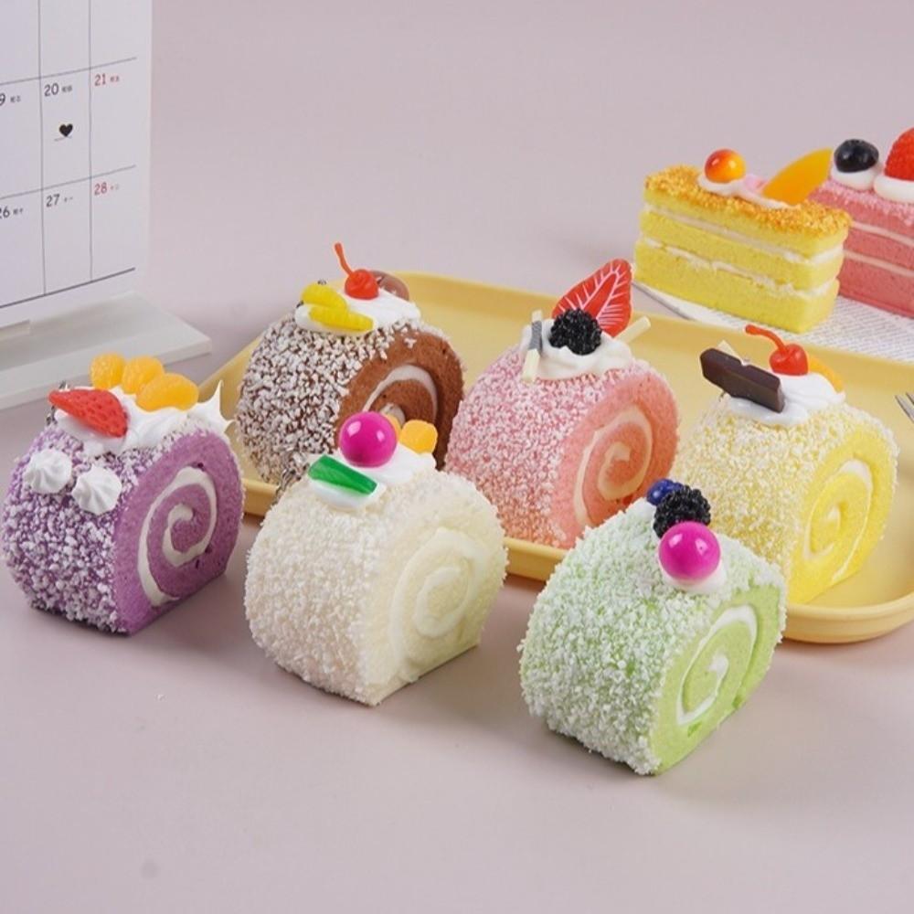 Creative Swiss Roll Squishy Toy Anxiety Relief Realistic Food Pinch  for Kids Adults
