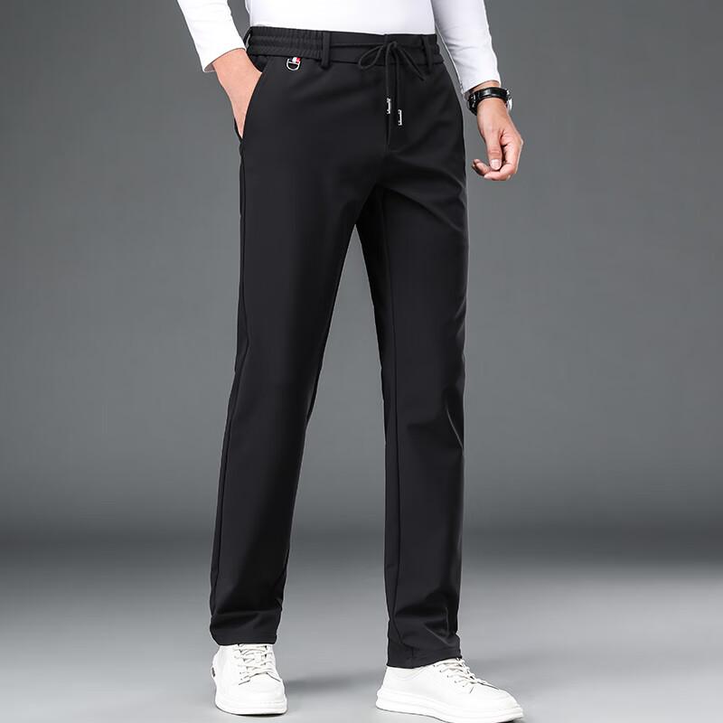 FengXun Men's Fleece-Lined Straight-Leg Casual Sports Pants