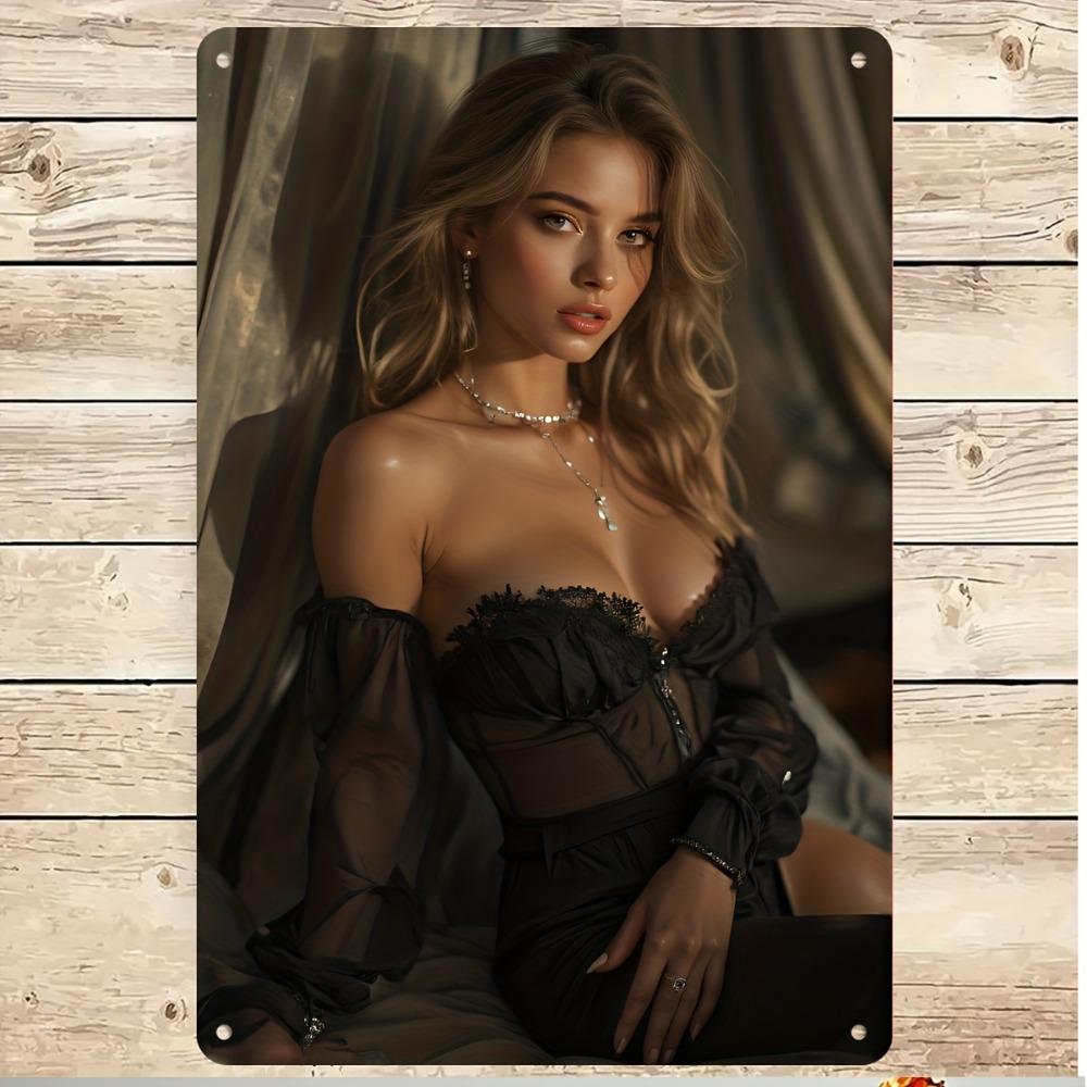 

d pc Ekouaer Metal Wall Art Elegant Woman Silhouette Poster Modern Home Decor Bedroom Decoration 20x30cm（7.8x11.8inch）