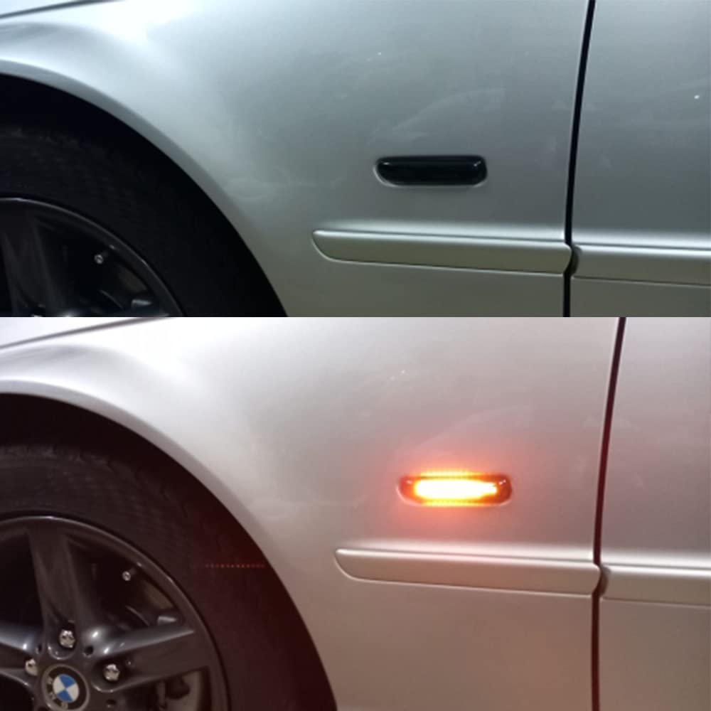 2Pcs Dynamic Fender Side Marker Lamps LED Fender Turn Signal Light Indicator Blinker Yellow Light Compatible with BMW 3 Series E46 1997-2001