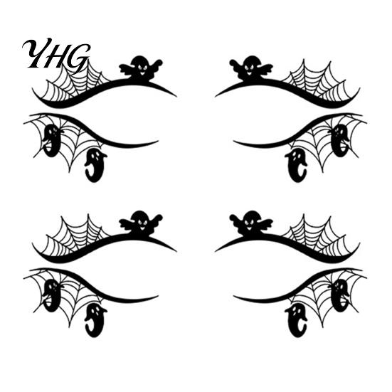 Waterproof Cosplay Makeup Transfers 2 Pairs Halloween Eye Tattoo Stickers, Temporary Face Decals with Quick Art for Novices Pumpkin Bat Spider
