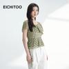 EICHITOO Women's Plaid V-Neck Short-Sleeved Shirt