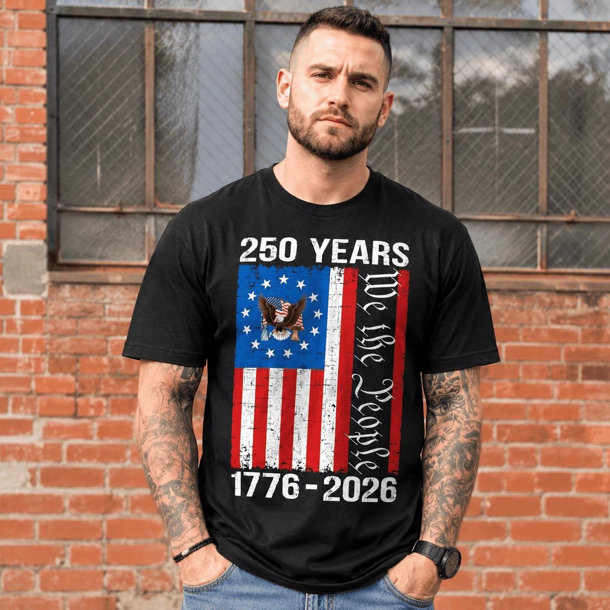 250 Years American Flag USA 250th Anniversary Patriotic 4th of July T-Shirt XXXXL