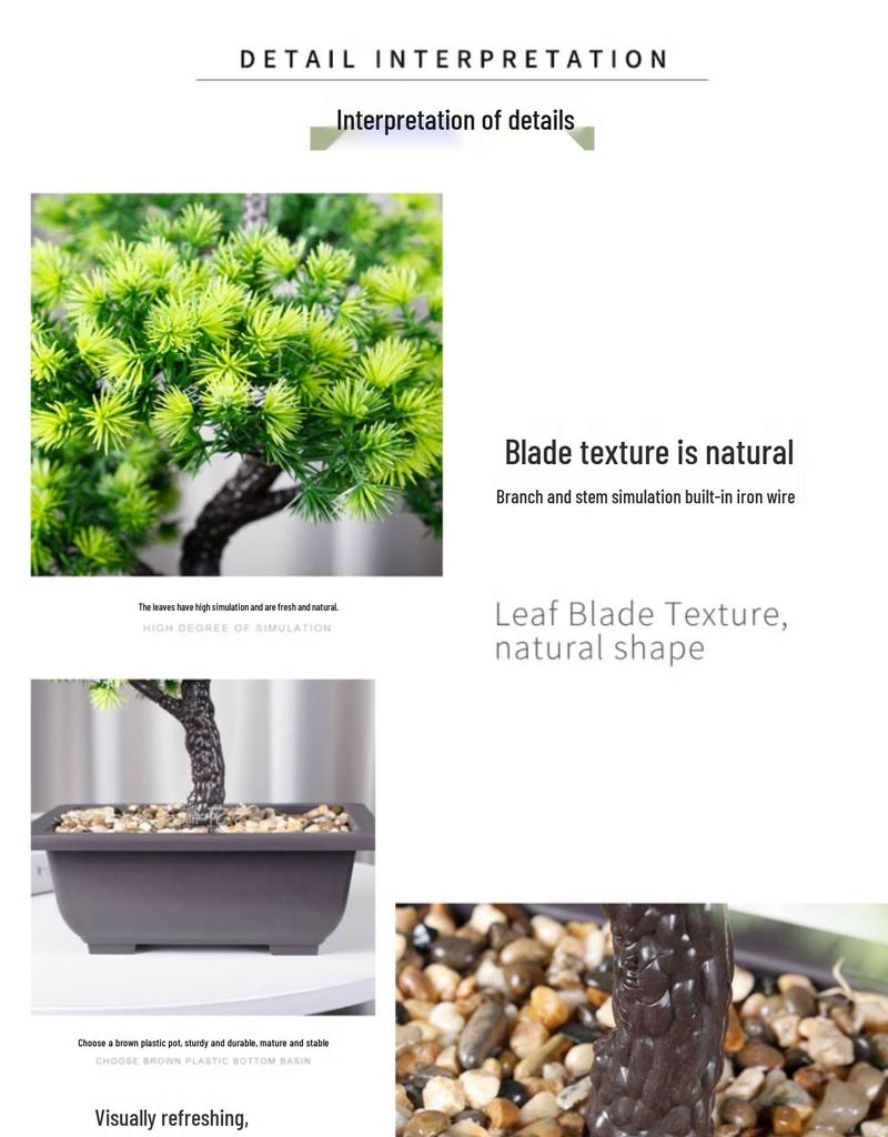 Umělé borové svatební květinové aranžmá: Zelený bonsaj penězovník pro domácí dekoraci