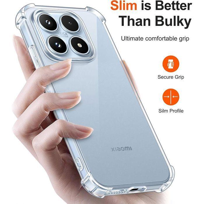 Shockproof Case for Xiaomi 17, Slim Silicone Reinforced Corners Transparent - 2 Tempered Glasses