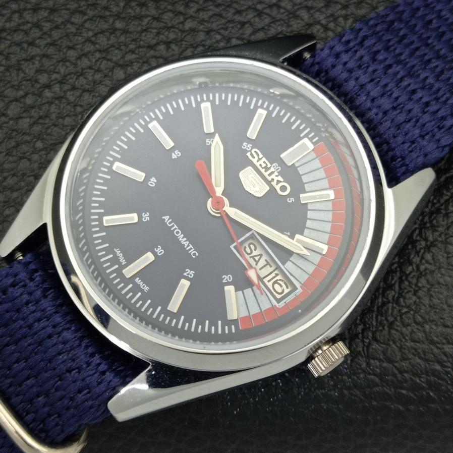 REFURBISHED VINTAGE SEIKO 5 AUTOMATIC JAPAN MENS D/D BLUE WATCH 528-a277002-12