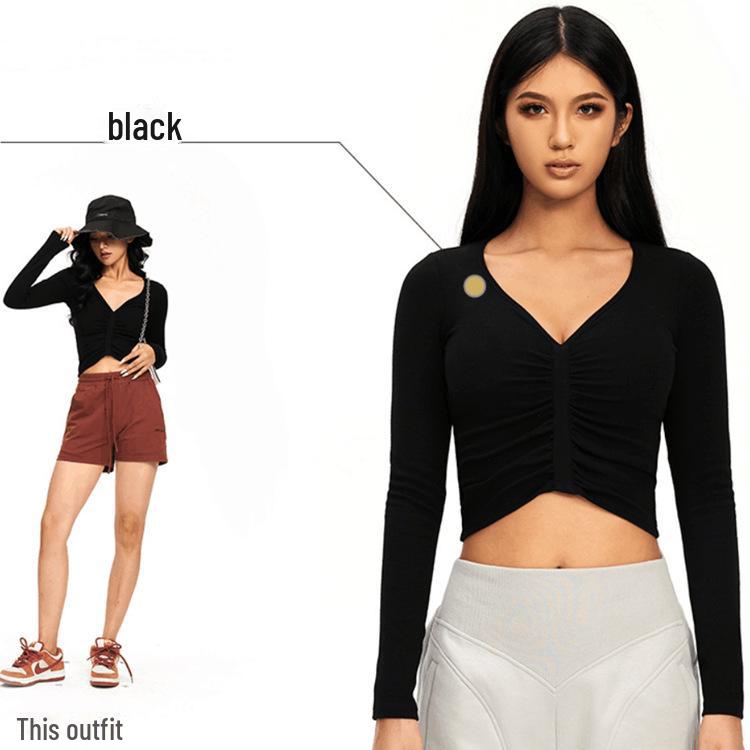 

Женский облегающий топ для йоги с длинными рукавами — дышащая и стильная осенняя спортивная одежда Small