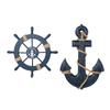 Artesanato Decorativo Criativo Timão de Navio Âncora Decoração de Casa Artesanato Temático Oceano Mediterrâneo Combinação Montado na Parede Artesanato de Madeira Timão de Barco