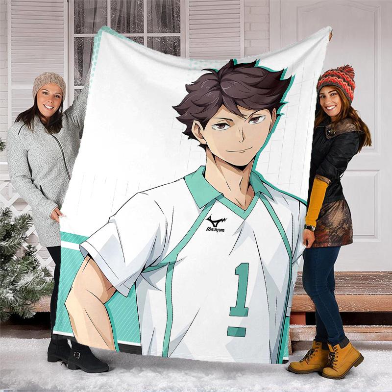 1pc Oikawa Tooru2 Theme Blanket - Digital Print, Polyester, Cozy for All Seasons, Perfect for Outdoor, Camping, and Travel