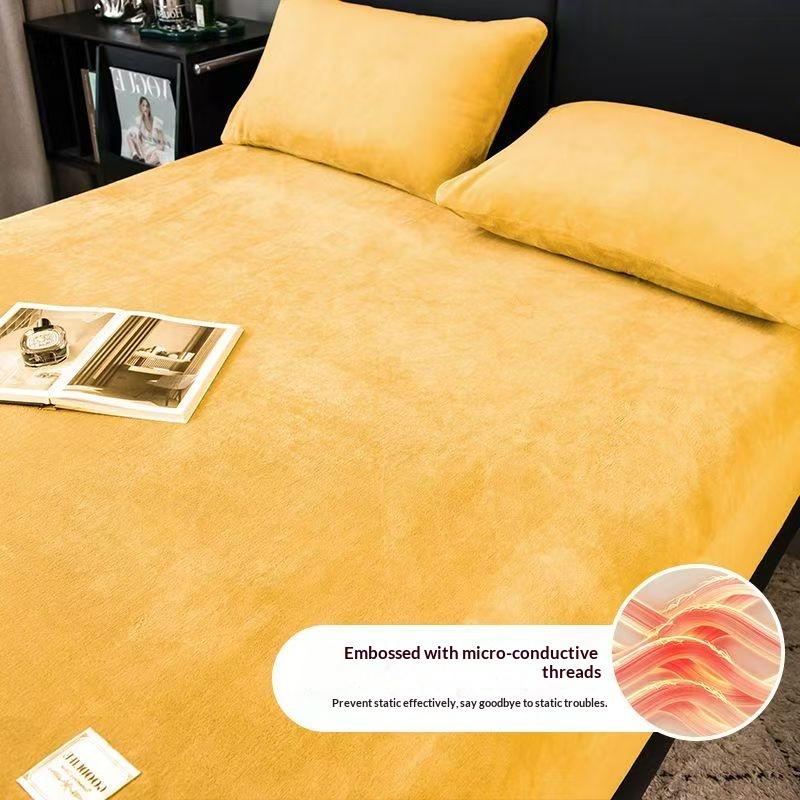 Hřejivé Zimní Sametové Fleecové Prostěradlo s Gumičkou Elastický Potah Matrace Pár 2místná Postel Povlečení Luxusní Dvojlůžkové Prostěradlo 160x200