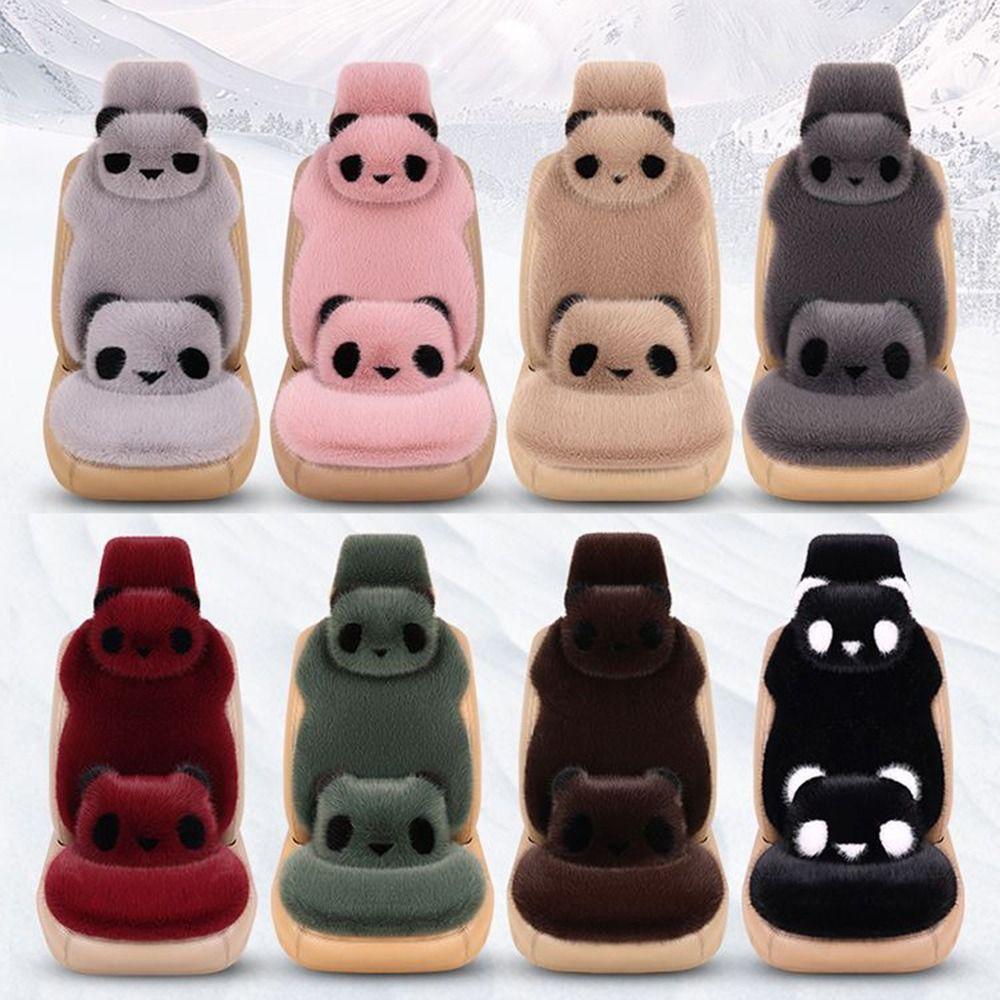 Non-slip Car Plush Cushion Cartoon Panda Backrest Lumbar Support Car Headrest Waist Support  Winter