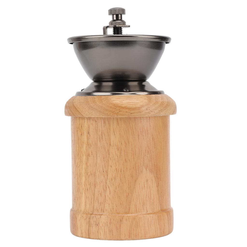 Coffee Grinder Manual Oak Stainless Steel Retro Ergonomic Crank Handle Conical Grinding   Portable Coffee Bean Grinder