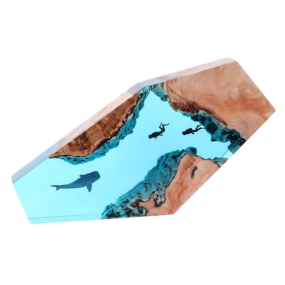 New Arrival Tabletop Night Light Decorated Blue Diver and Whale Table Lamp Epoxy Resin Lamp Handmade Resin Crafts Home Decor 5 белый