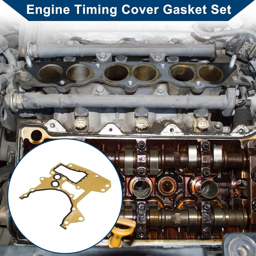 Motor-Steuergehäusedichtungssatz Nr. 24405911 für Chevrolet Sonic 1.8L 2012-2018 Steuergehäusedeckel Dichtung Langlebige Abdichtung Metall 1 Stück Goldfarben