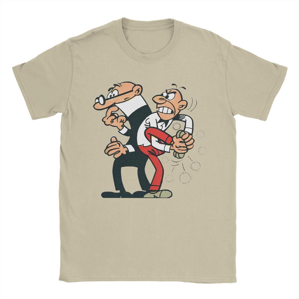 Männer Frauen Bedrucktes Mort & Phil Mortadelo y Filemón T-Shirt Reines Baumwoll-T-Shirt Kleidung