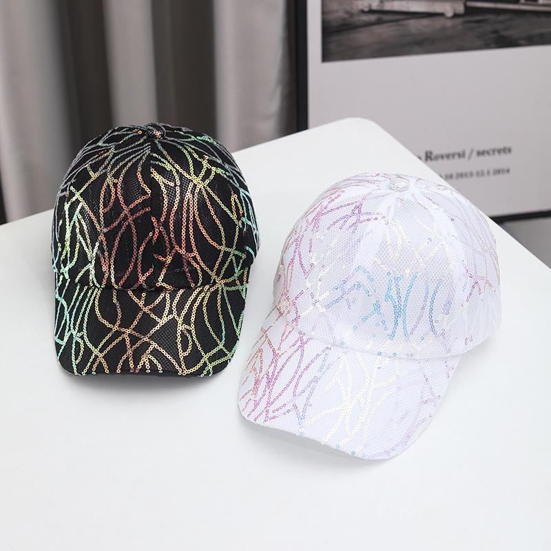 Women's Sequins Baseball Cap Korean Style Breathable Sunscreen Casual Snapback Hat Summer Fashion Accessory