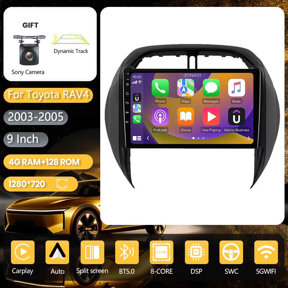 Android 16 Plug and Play Car Radio for Toyota RAV4 RAV 4 2003 - 2005, Carplay Screen, DAB+ Multimedia Player, 2K Car Radio, GPS