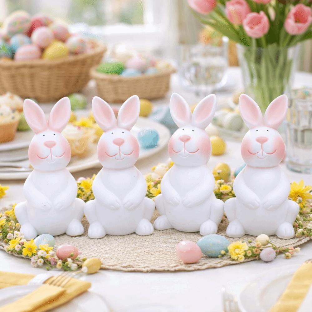 Cartoon Easter Bunny Ornament Plastic Rabbit Figurine Rabbit Statue  Easter Celebration