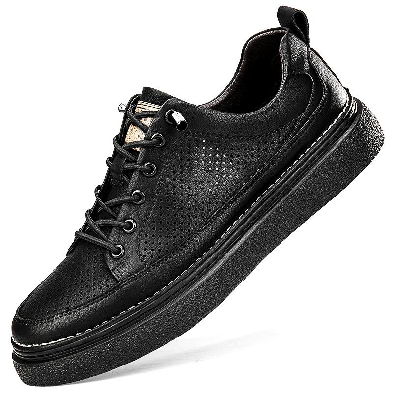 New High Quality Men's Shoes Genuine Leather Lace-up Oxford Shoes Brand Business Men Casual Shoes Handmade Skateboard Shoes