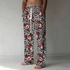 Men Black Base Rainbow Gradient Leopard Print Drawstring Straight Trousers With Side Pockets Eye Catching Bottoms