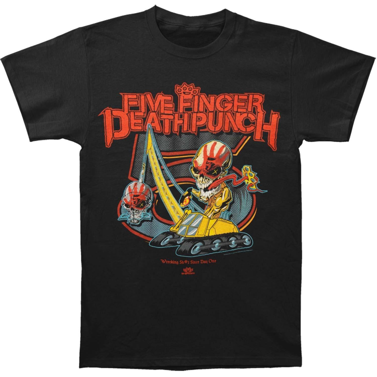 Men s Five Finger Death Punch Wrecking Sh#t Since Day One T-shirt Small Black XL