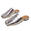 Pu Slip On Flat Shoes For Adults With Wrinkled Square Toe Summer Casual Wear