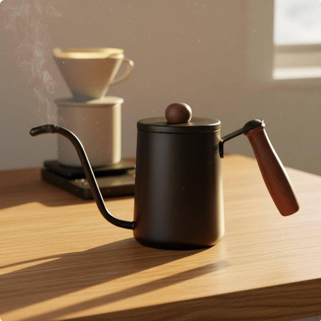 Coffee Kettle Japanese Design Wooden Handle Pot Precision Pouring Gooseneck for Home