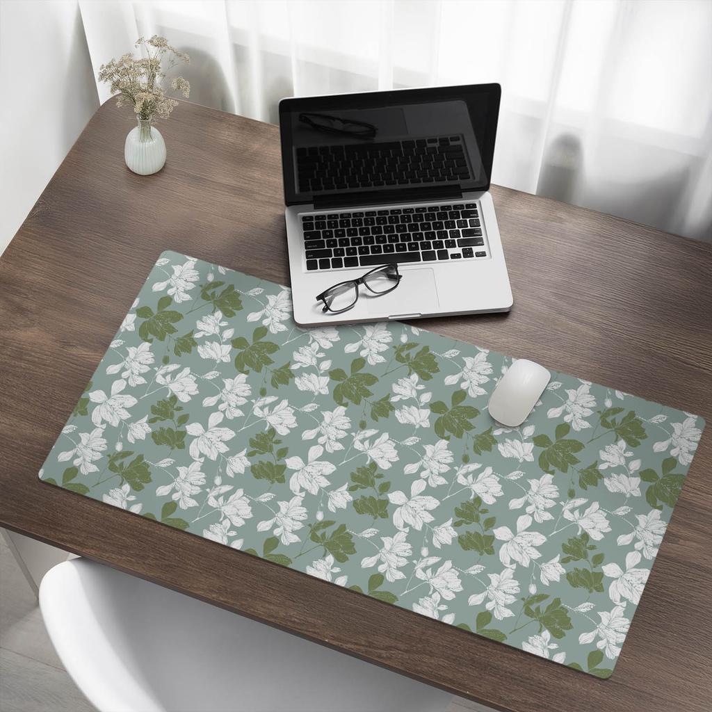 Decorative Desk Mat with Graphic Floral Leaf Pattern 100x50 cm