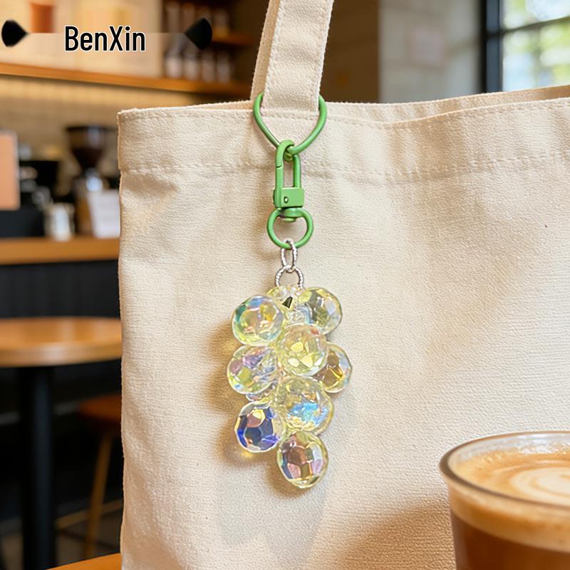 Charming Transparent Acrylic Grape Cluster Keychain - Women's Handbag Accessory & Small Gift