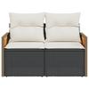 Vidaxl Garden Sofa With Cushions, 2-Seater, Black, Poly Rattan