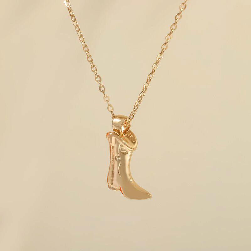 Hip Hop Style Western Cowboy Boots Copper Pendant Necklace for Men and Women Fashion Clavicle Chain Jewelry Gift