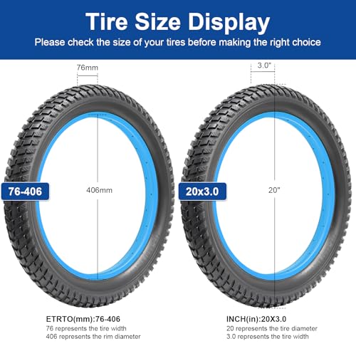FengCan 20x3.0 Tire, 20x3.0 76-406 Tire and Tube, 32mm Schrader Valve, for 20-inch Fat Bikes and Mountain Bikes, 3.0-inch Section Width (BQ020)