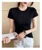 Pure cotton t-shirt, women's short sleeved slim fit, niche and beautiful Western style small shirt, T-shirt, short top JS