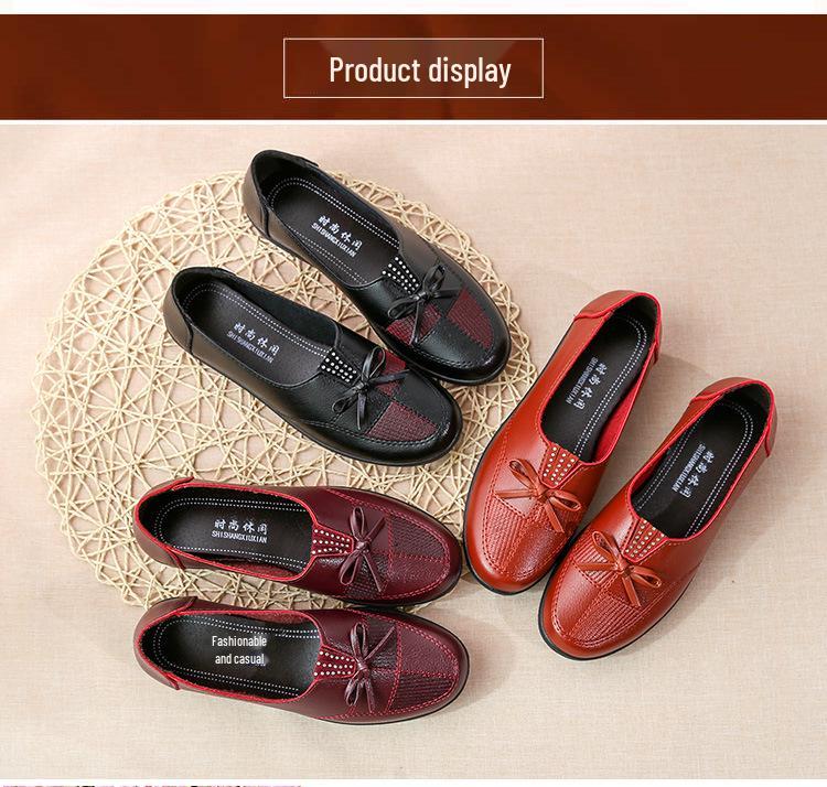 2025 Nazouvací dámské kožené baleríny na jaro a podzim - Pohodlná obuv pro ženy středního a staršího věku