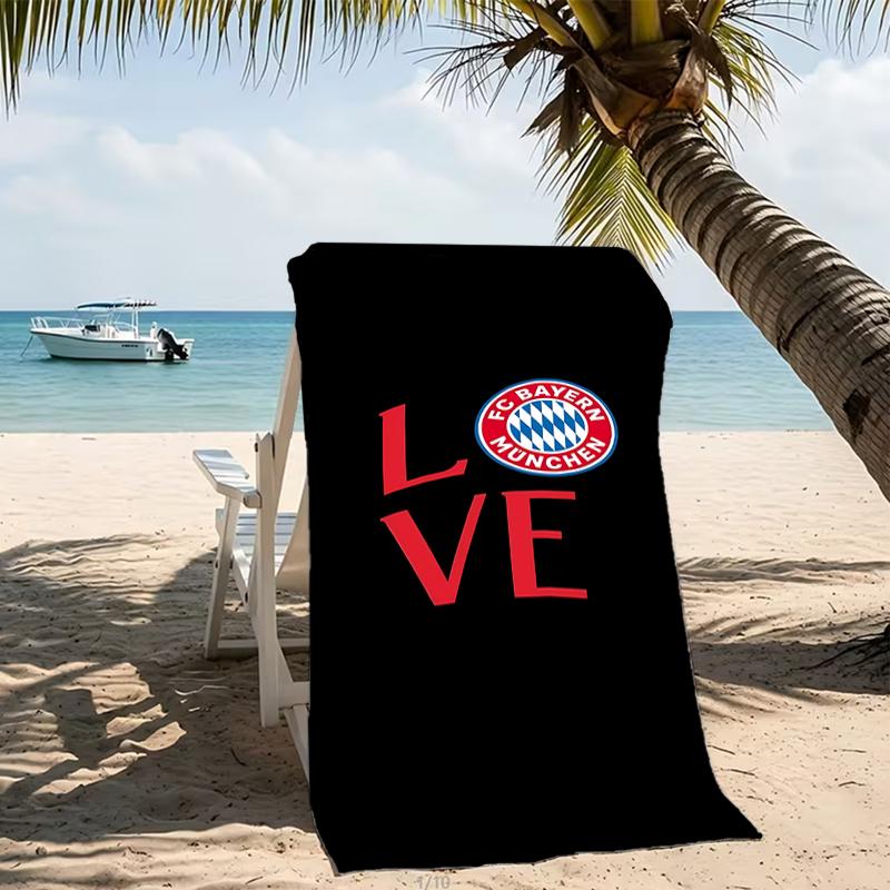 Beach Towel with FC Bayern München logo Pattern - soft,absorbent,machine washable Lightweight&Modern,swimming,Travel Essentials