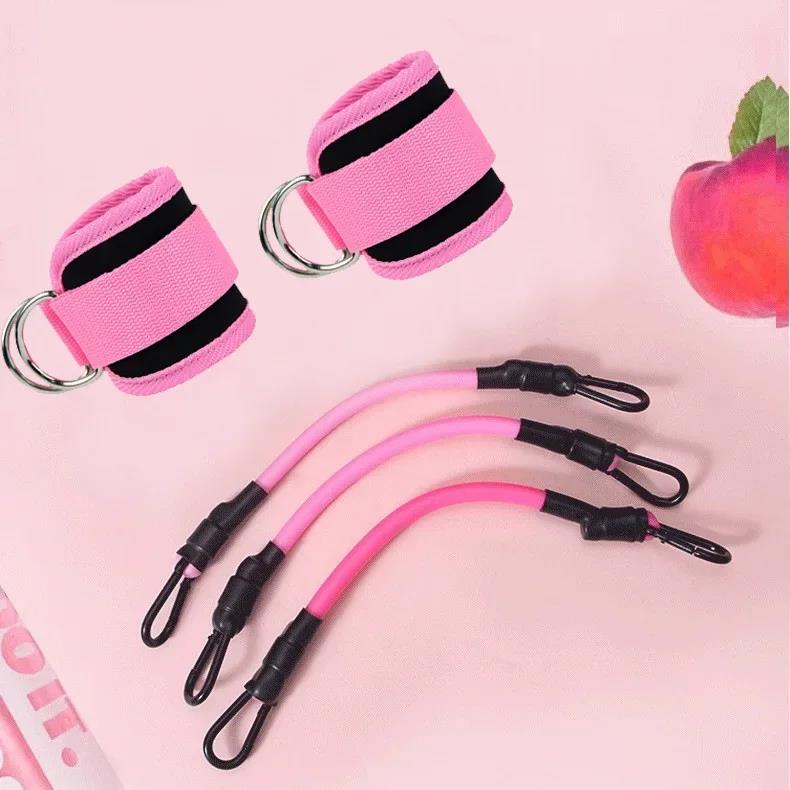 Resistance Band Set with Ankle Straps Elastic Workout Fitness Bands for Home Gym Yoga Training Suitable for Men Women 3
