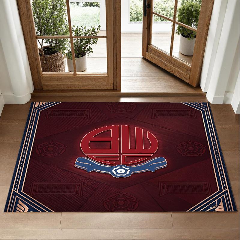 Bolton Wanderers FC Design Crystal Velvet Rug Soft Decorative Mat for Bedroom Entrance