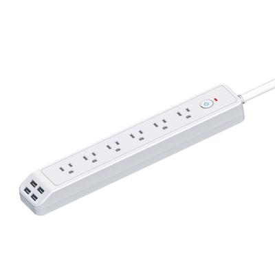 6 Way Power Socket Overloads Proof Flame Retardant 6 Outlets American Outlets and 4 USB A Plug Board for Home Office