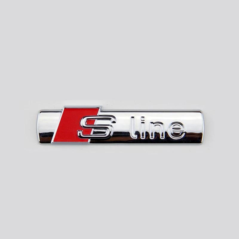 Metal Chrome Black Sline Logo S Line Emblem Car Fender Badge For B A3 A4 A5 A6 A7 Q2 Q5 Q7 Q3 TT S Line Stickers