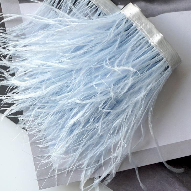 

Encrypted Color 13-15Cm Ostrich Hair Cloth Edge With Feather Cloth Strip Skirt Stage Clothing Diy Decorative Material светло-голубой