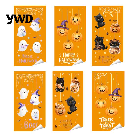 Halloween Window Clings for Glass Castle Pet Static Cling Stickers, Spooky Bat Pumpkin Seasonal Kids Floral Decals, Removable Self-Adhesive