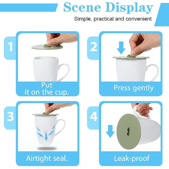 Silicone Lids for Cups, Silicone Cup Covers, Colored Universal Cup Lids, Reble Mug Cover, Food Grade Dust-proof Airtight Seal Lids for Mugs Tea Cups