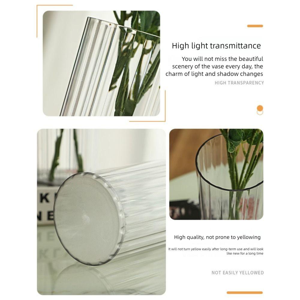 Modern Transparent Flower Vase Striped Style Decorative Bottles  Restaurant Centerpiece