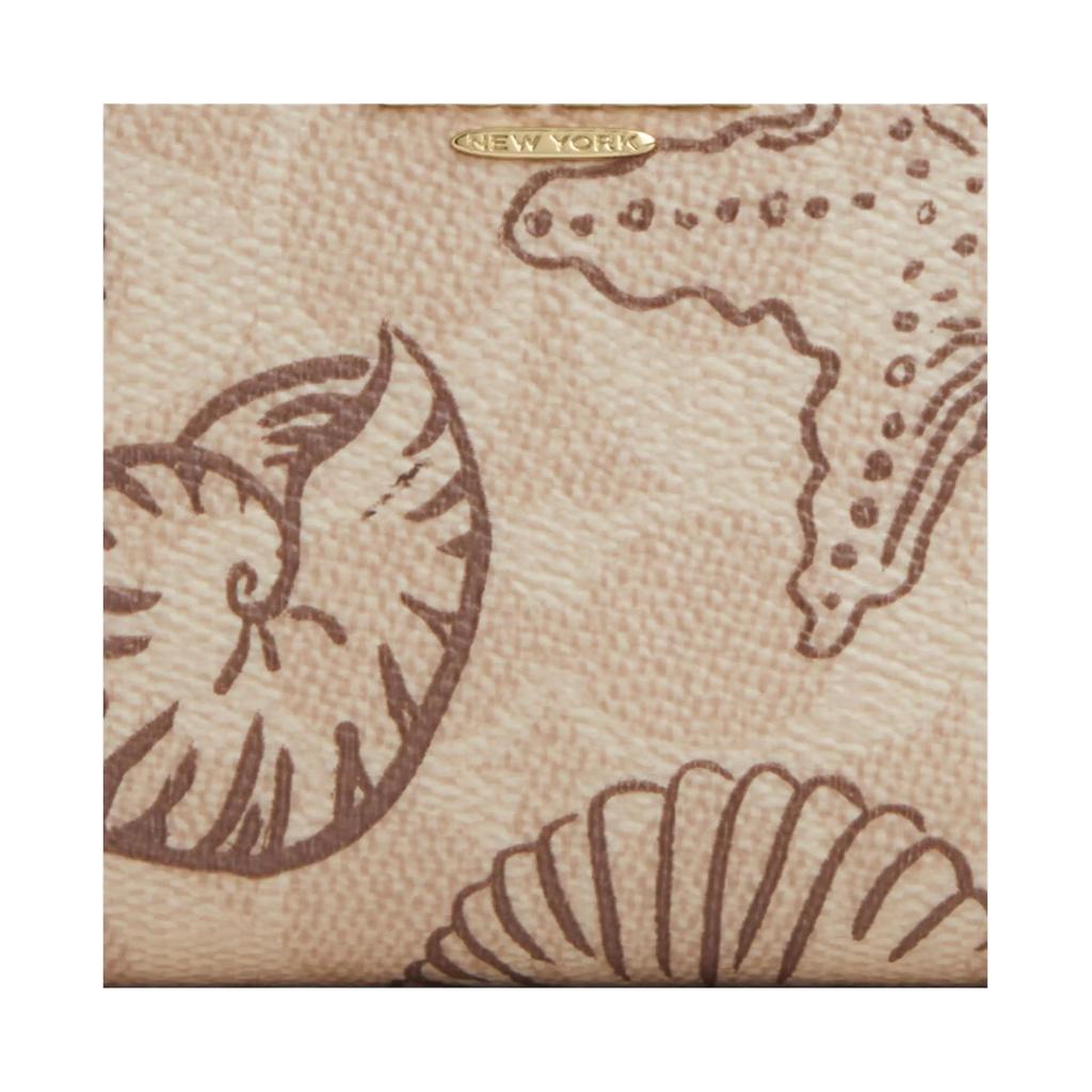 Coach Snap Wallet Signature 11 Shell Print Logo Metal Accents Coated Canvas Wallet Women Wallet Beige CBO72-IMSAS