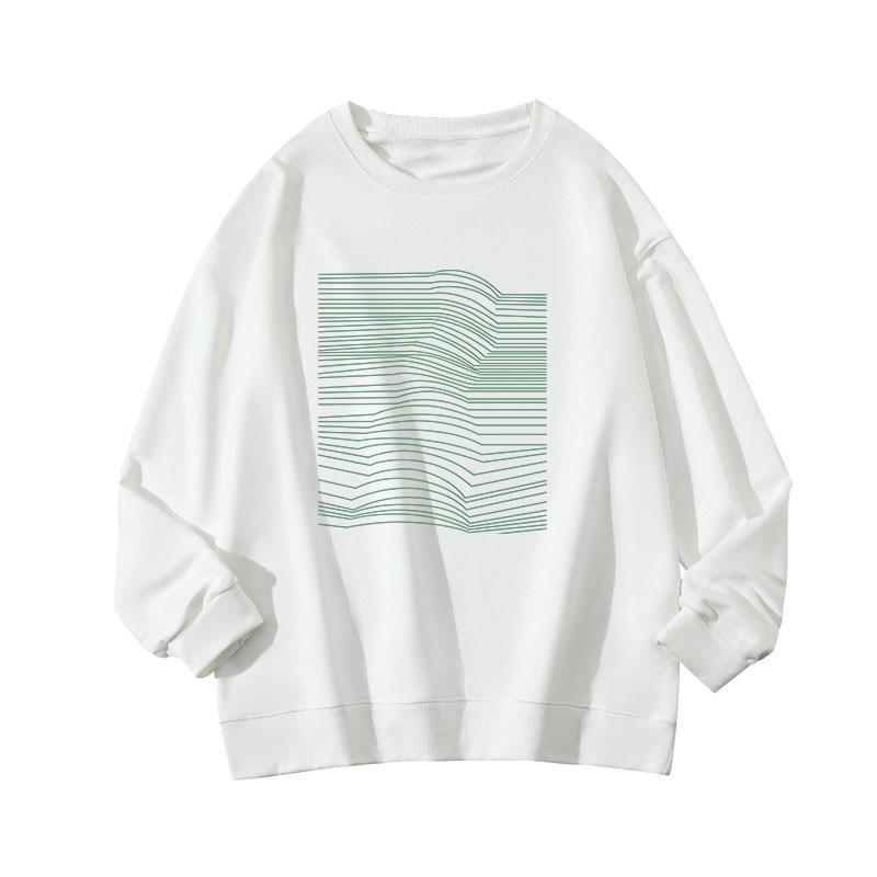 Ladies Pattern Print Pullover Sweatshirt for Autumn Winter Women Oversized Round Neck Long Sleeve Casual Hoodie