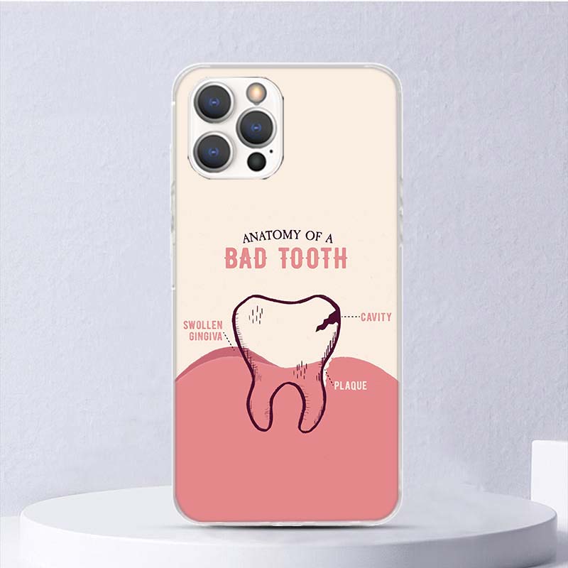 Wisdom Teeth Dentist Tooth Soft Case For iPhone 16 17 Air 16E 15 Plus 11 12 13 Mini 14 Pro Max Phone Cover Apple 7 8 SE Coque Fu