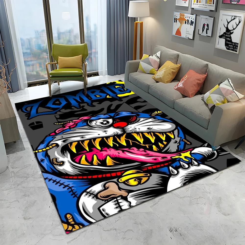 3D Printing D-Doraemon Anime Cartoon Carpet Rug for Home Living Room Bedroom Sofa Doormat Decor,kid Area Rug Non-slip Floor Mat